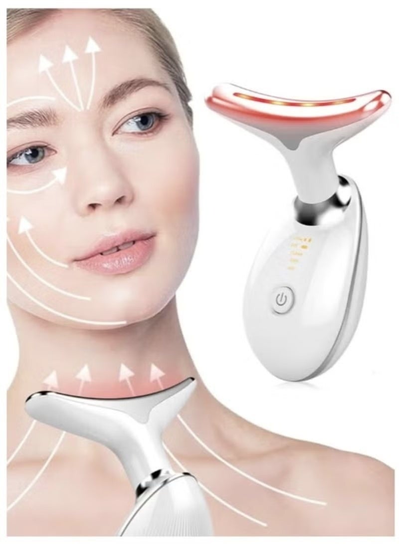 Face Massager, Face Beauty Device, Facial Lifting Therapy Machine EMS Face Massager Anti Wrinkle Skin Tightening Reduce Double Chin Skin Care Tools 7 Colour Modes- White - Image 1